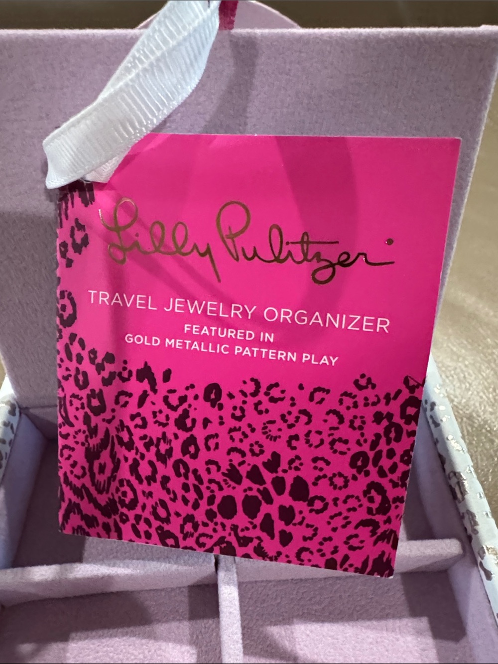 Lilly Pulitzer White and Gold Metallic Travel Jewelry Pouch - Picture 2 of 4